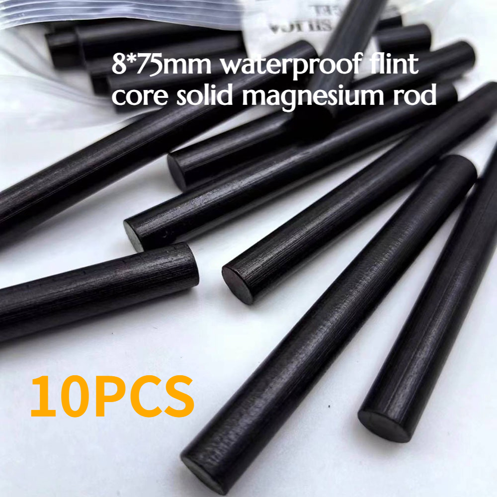 Magnesium Fire Starter - 10PCS 8*75mm Waterproof Flint Core Solid