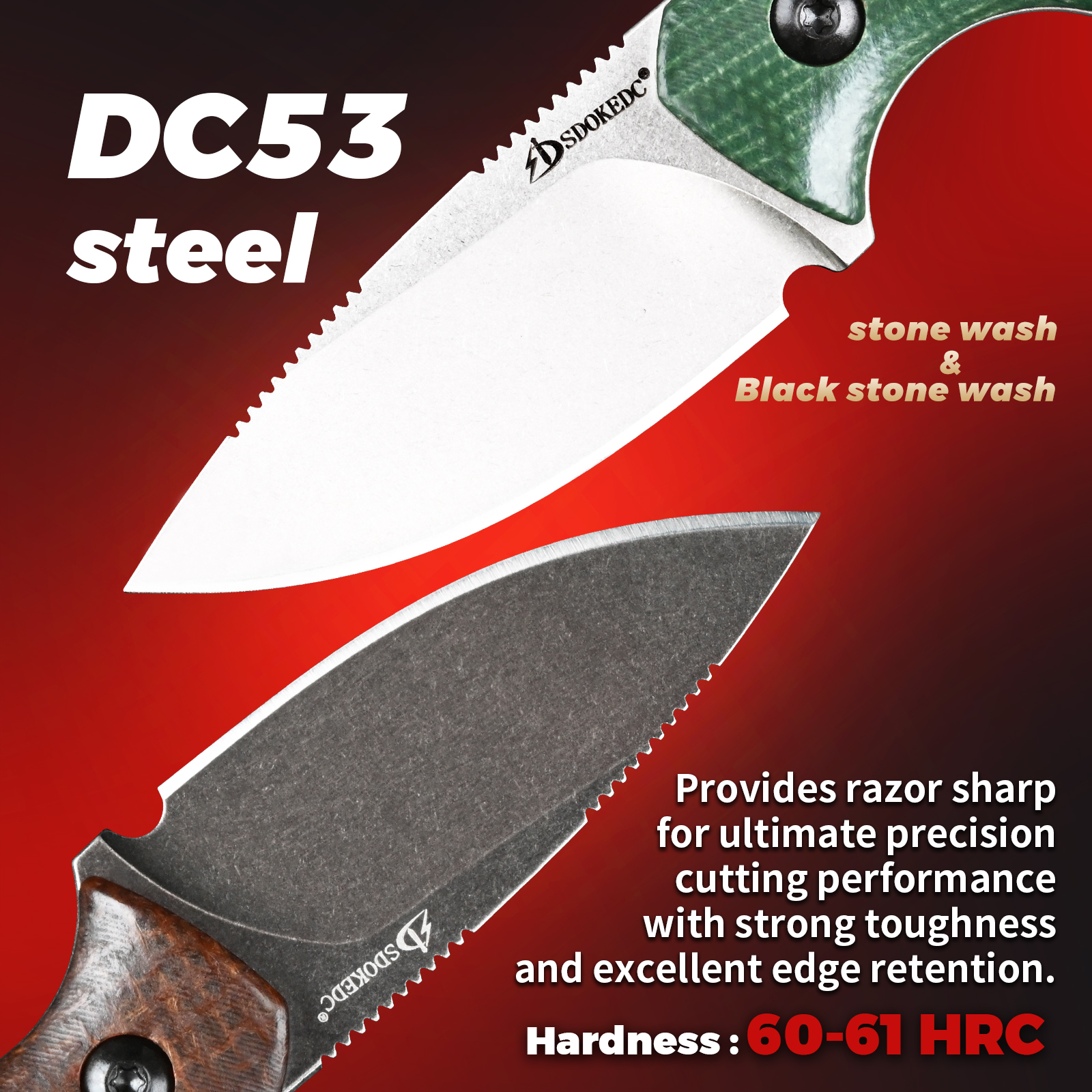 Premium SDOKEDC DC53 Steel EDC - огляд і ціна Bushcraft Knife Fixed