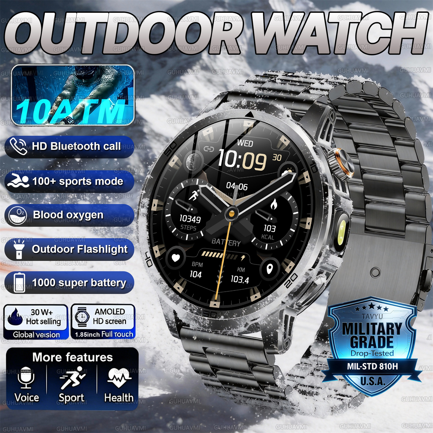 2026 New outdoor Smart watch M - огляд і ціна Compass Lensatic
