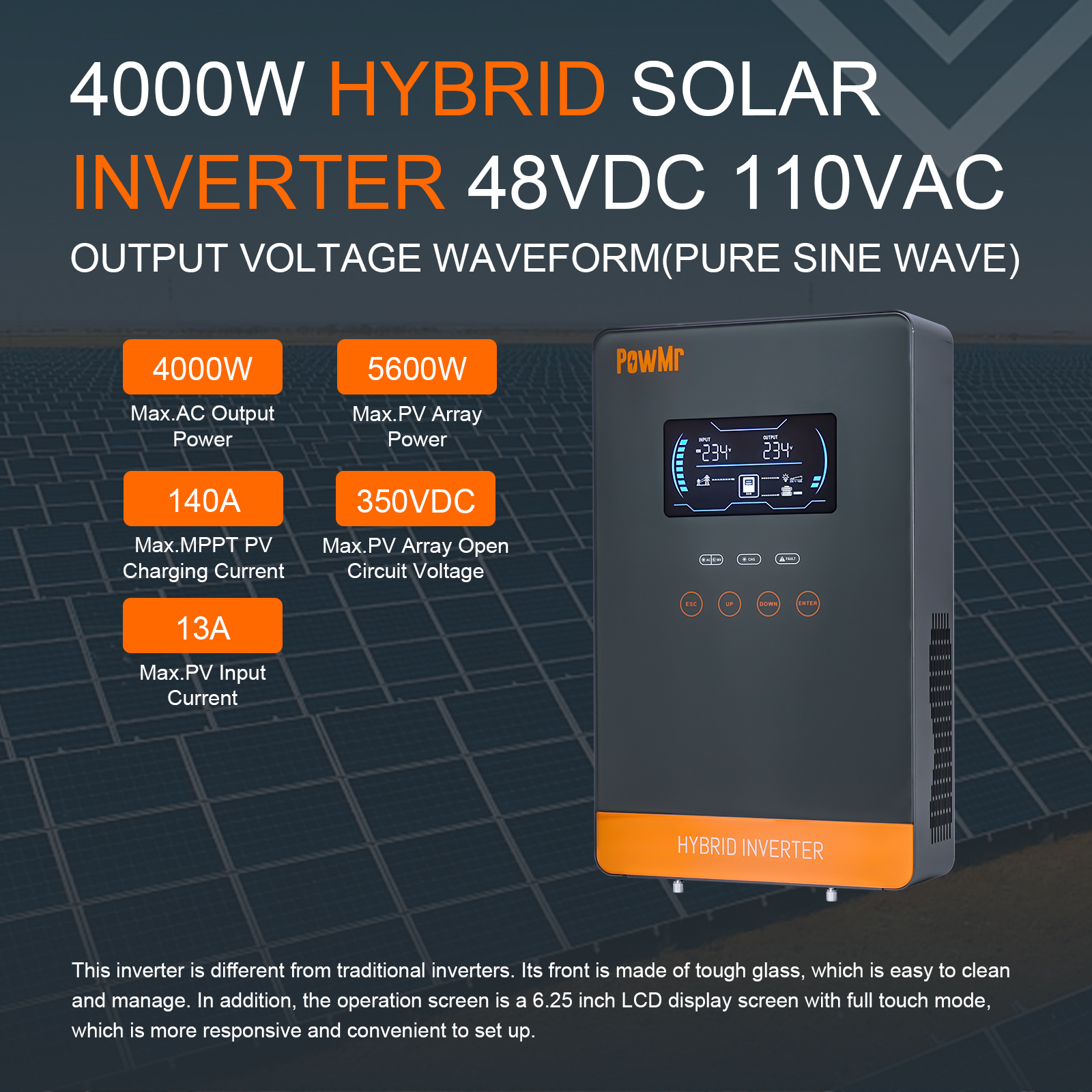 PowMr USA 4000W 24V Hybrid Sol - огляд і ціна Solar Emergency Charger
