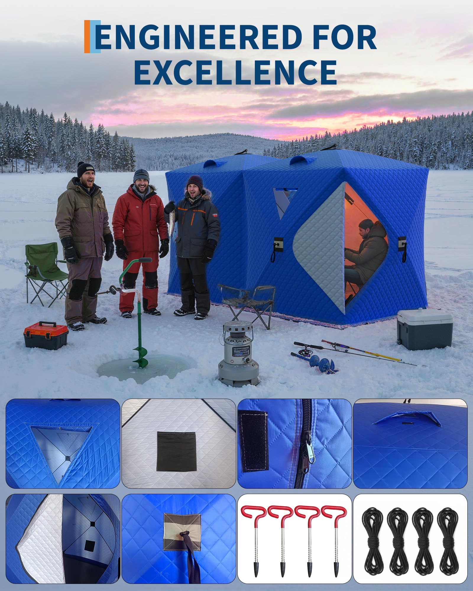 Pop-Up Ice Fishing Tent Hub-St - огляд і ціна Emergency Mylar Tent