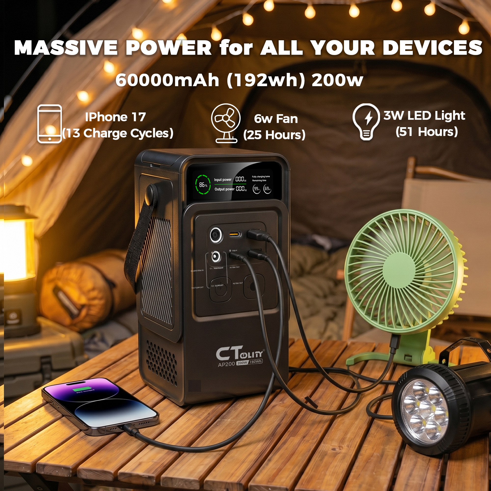 CTOLITY AP200 AP1000 Black sty - огляд і ціна Solar Emergency Charger